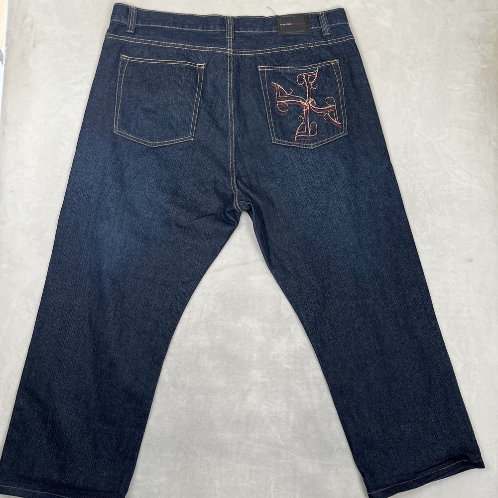 Vintage FUBU The Collection Jeans Mens 44x34 Blue Relaxed Straight Denim Y2K